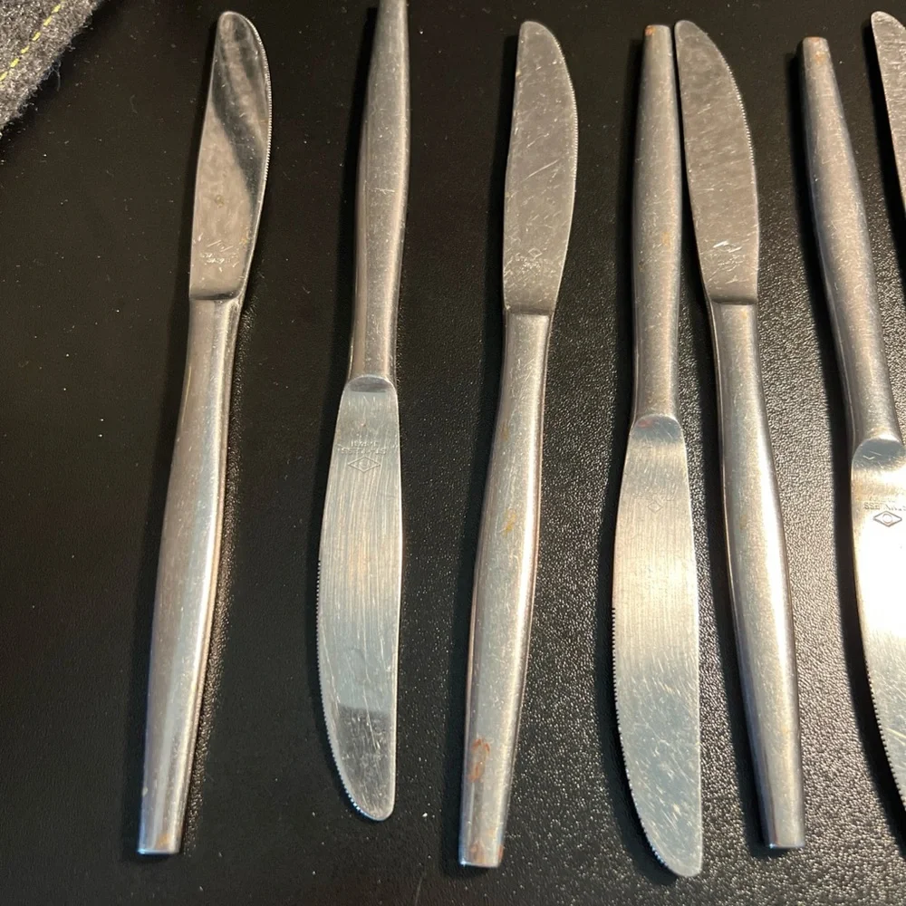 Lot of 13 VINTAGE Carlton Stainless Steel Flatware Dinner Knives Woodcrest Japan